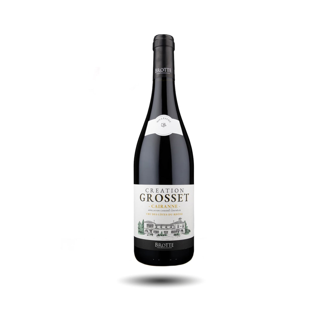Botella de Cairanne Brotte Creation Grosset 2022, vino tinto francés del Valle del Ródano – Les Dix Vins