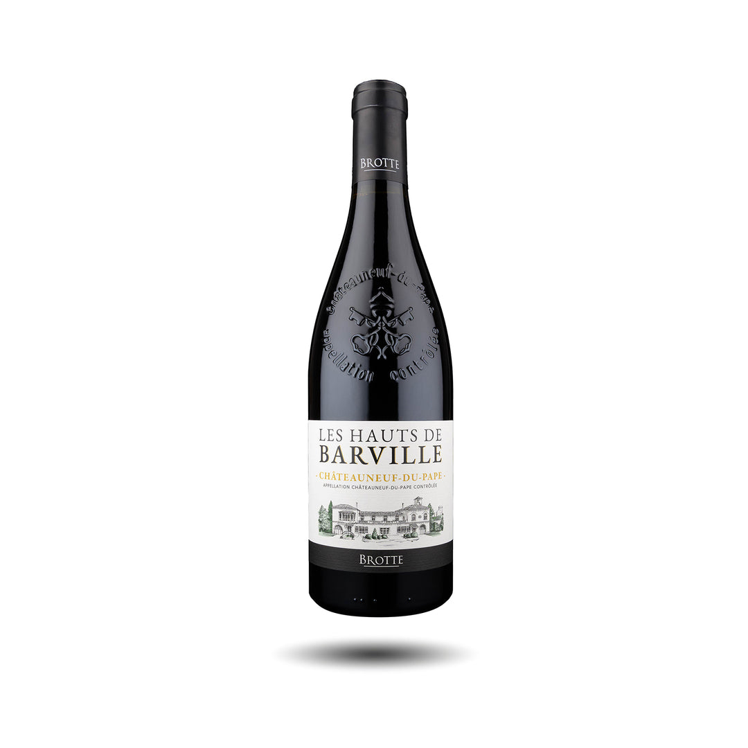 Botella de Châteauneuf-du-Pape Brotte Les Hauts de Barville 2023, vino tinto francés del Valle del Ródano – Les Dix Vins