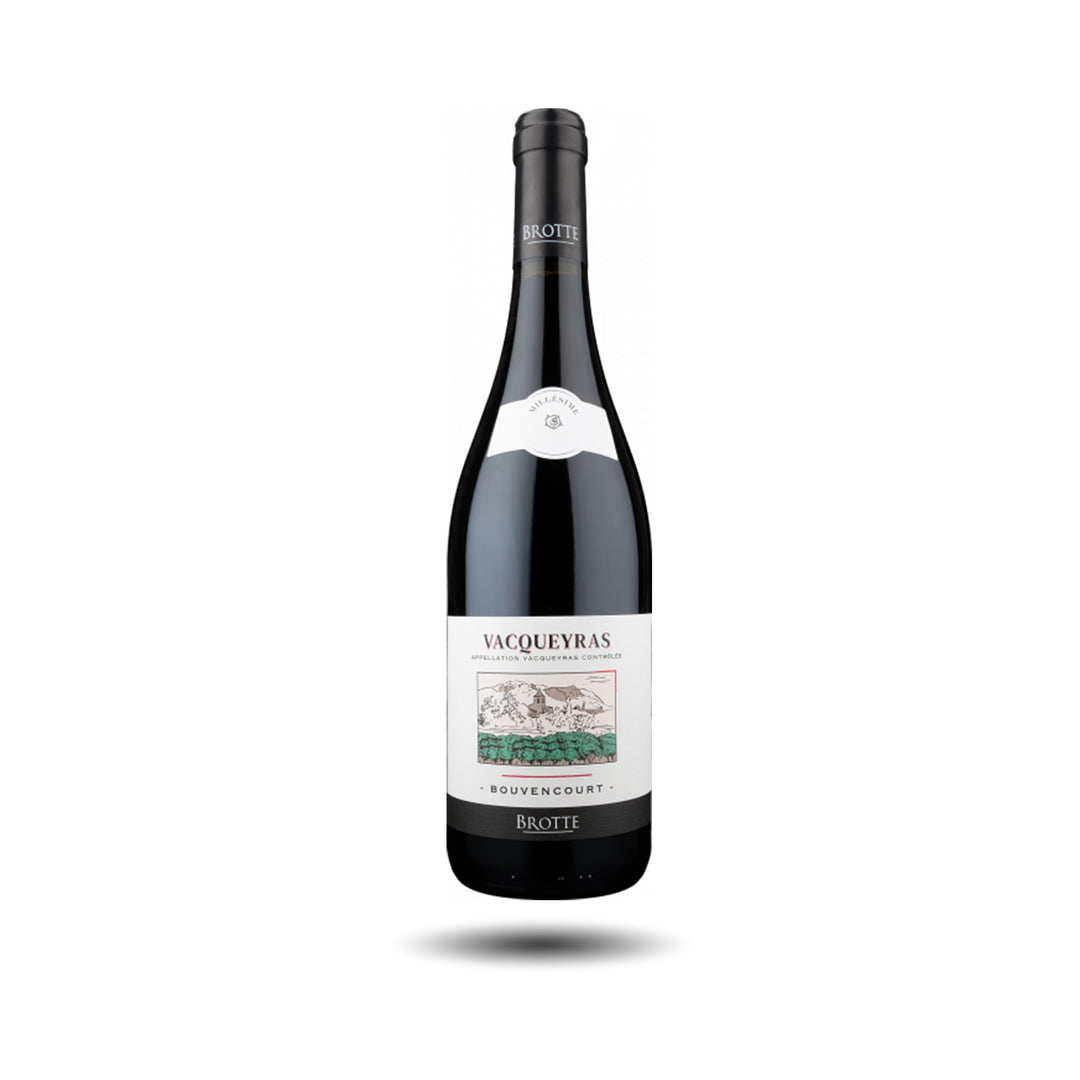 Botella de Vacqueyras Brotte Bouvencourt 2024, vino tinto francés del Valle del Ródano – Les Dix Vins