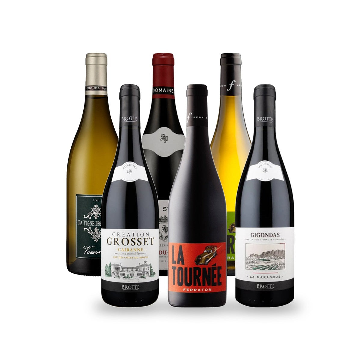 Caja de Vinos para Tabla de Quesos Franceses - 6 botellas